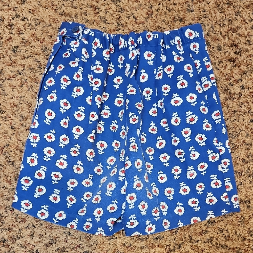 Vintage Girls 60s 70s Floral Blue Shorts 10